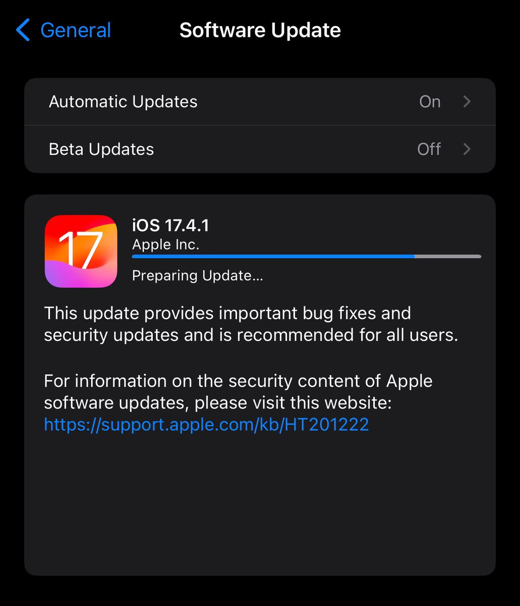 1/ 🚨 iOS 17.4.1 is OUT NOW for iPhone users! 📱✨ A crucial update following iOS 17.4, it’s packed with bug fixes, improvements, and vital security patches. Don’t wait; update your iPhone today! #iOSUpdate #iPhoneSecurity #Apple