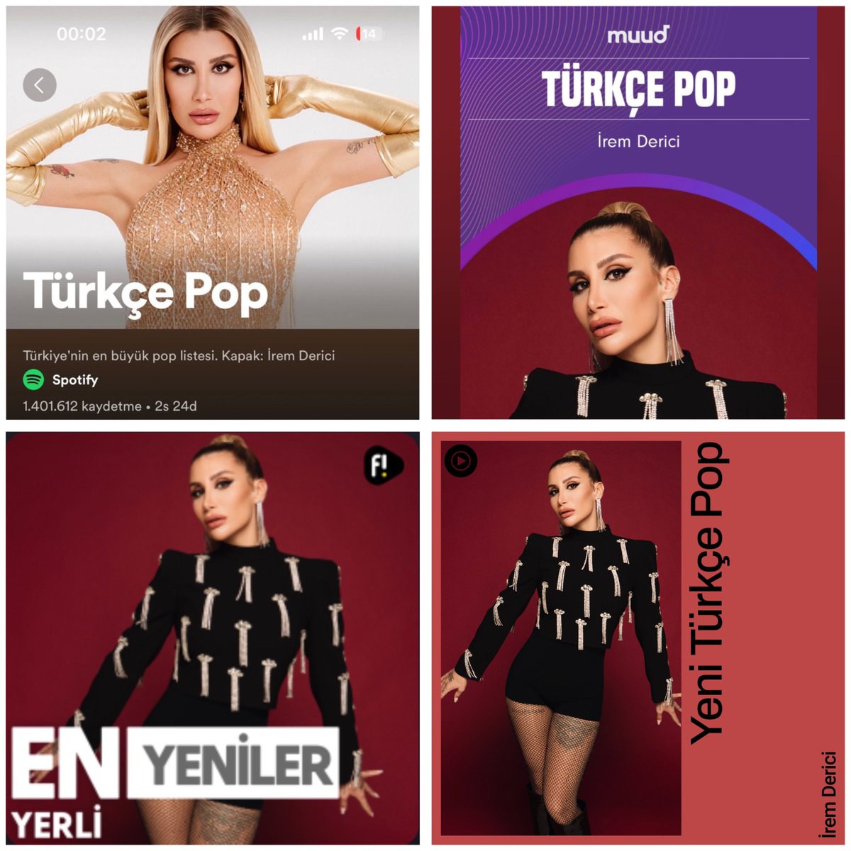 İrem Derici, yeni şarkısı ‘Milyonda Bir’ ile Spotify, Muud, Fizy ve Youtube Music’in Türkçe Pop listelerinin kapaklarında! 💥 #iremderici #milyondabir @iremderici