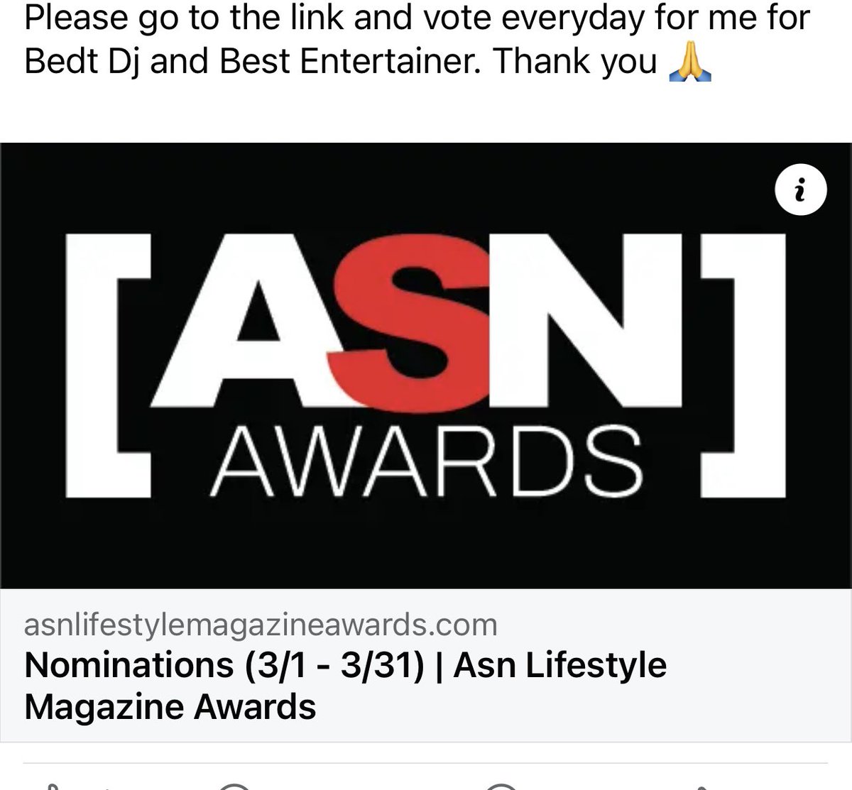 Please take a minute to vote for me as best Dj and best entertainer