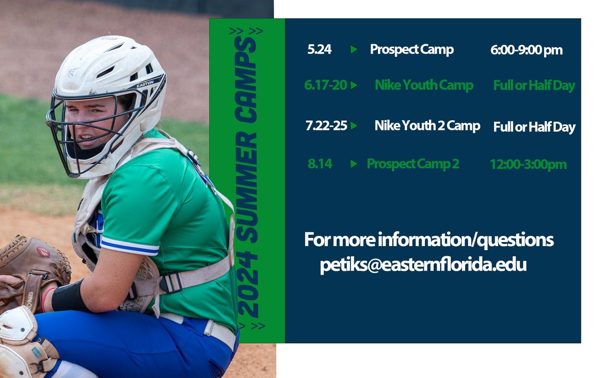 SAVE THE DATES!
Prospect Camp 1- easternflorida.nbsstore.net/titan-softball…
Prospect Camp 2- easternflorida.nbsstore.net/titan-softball…
Nike Youth Camps-
ussportscamps.com/softball/nike/…
