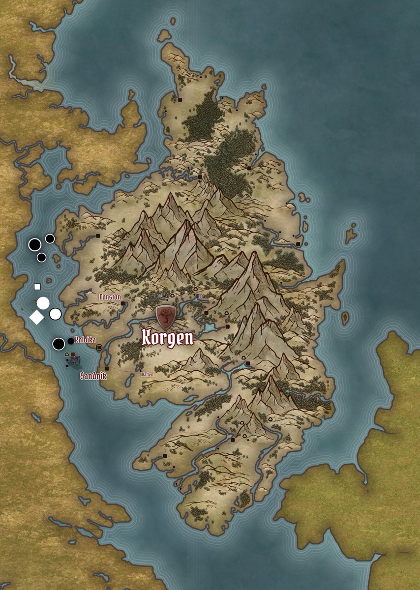 Bit of a WIP. Trying out a different colour palette. What do you think...?  
#WIP #Worldbuilding #fantasymap