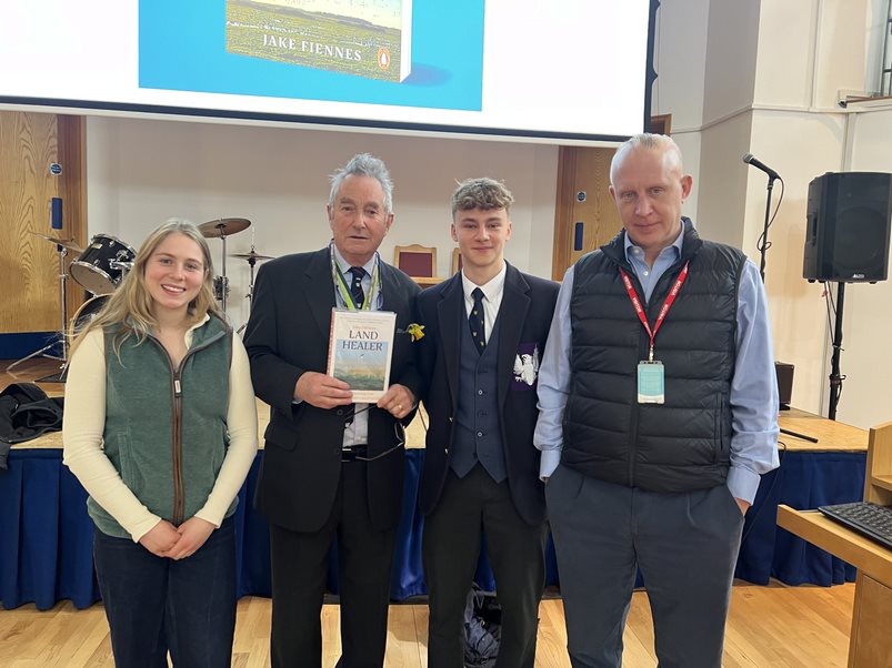 BSIckwell's tweet photo. Two celebrations of nature conservation in action. First I was proud to welcome Jake Fiennes Conservation Manager for the Holkham Estate to address our 6th form @jakefiennes #landhealer 
Secondly our coppice wood supplied new sticks for the Red Cuthbert Morris team @RedCuthbert https://t.co/7OtC2WHhhZ