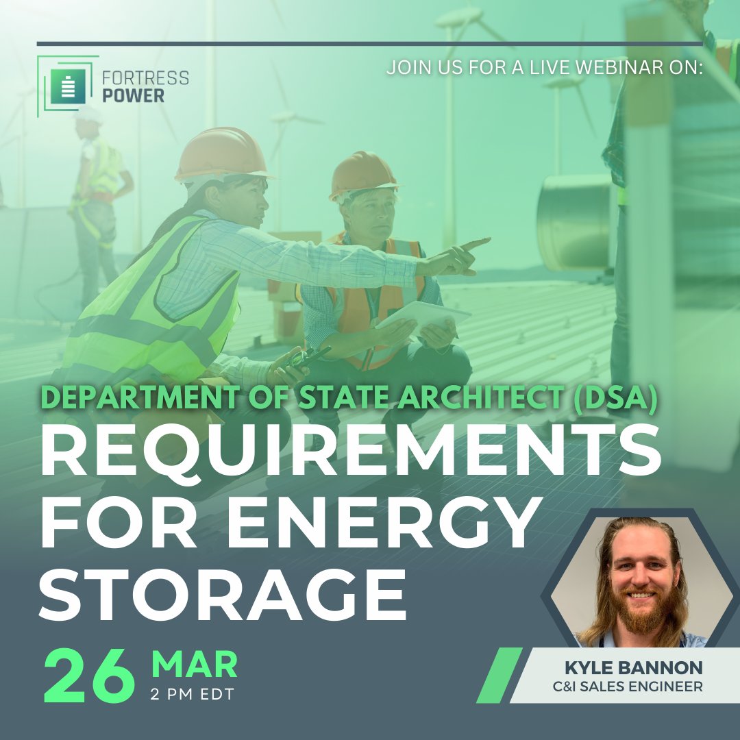 fortress_power's tweet image. Simplify certification for your energy storage installations. Dive into the essentials of DSA compliance, focusing on how #FortressPower's products meet these rigorous standards, streamlining the approval process for installers.

ow.ly/CbFL50QZ9ZQ
 
#DSA #StateRequirements