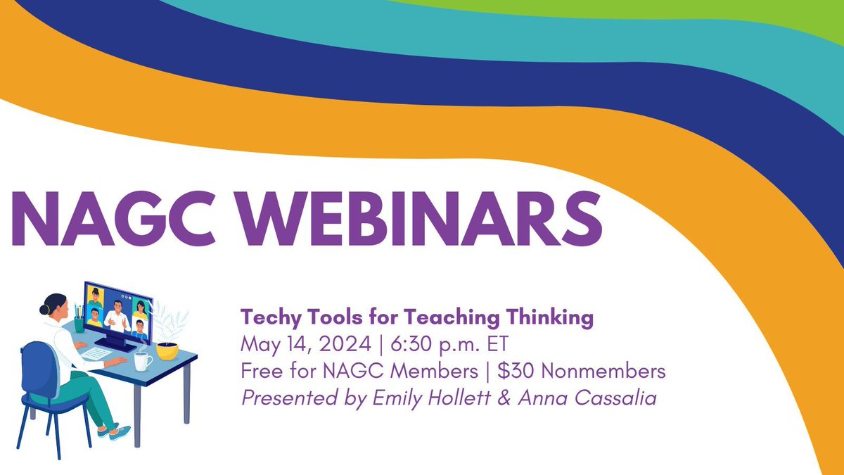 Get techy! During the webinar Techy Tools for Teaching Thinking (free for members) on May 14, 6:30 p.m. ET, learn about apps, websites, and other tech tools that you can use with your gifted students: buff.ly/3VhAzNz #Gifted #GiftedEd #GiftedMinds