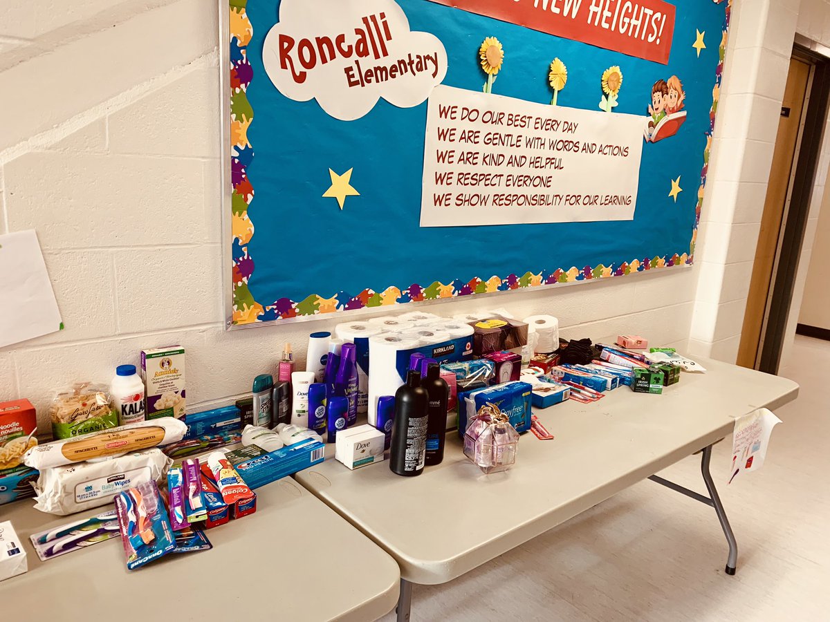 We’d love to fill these tables with donations. Our Toiletry Drive <a href="/RoncalliSchool/">Roncalli Elementary</a> will soon end - if you’re able, please consider donating a couple of items. Thanks to everyone who has generously donated. #FunAndFriendshipWeek