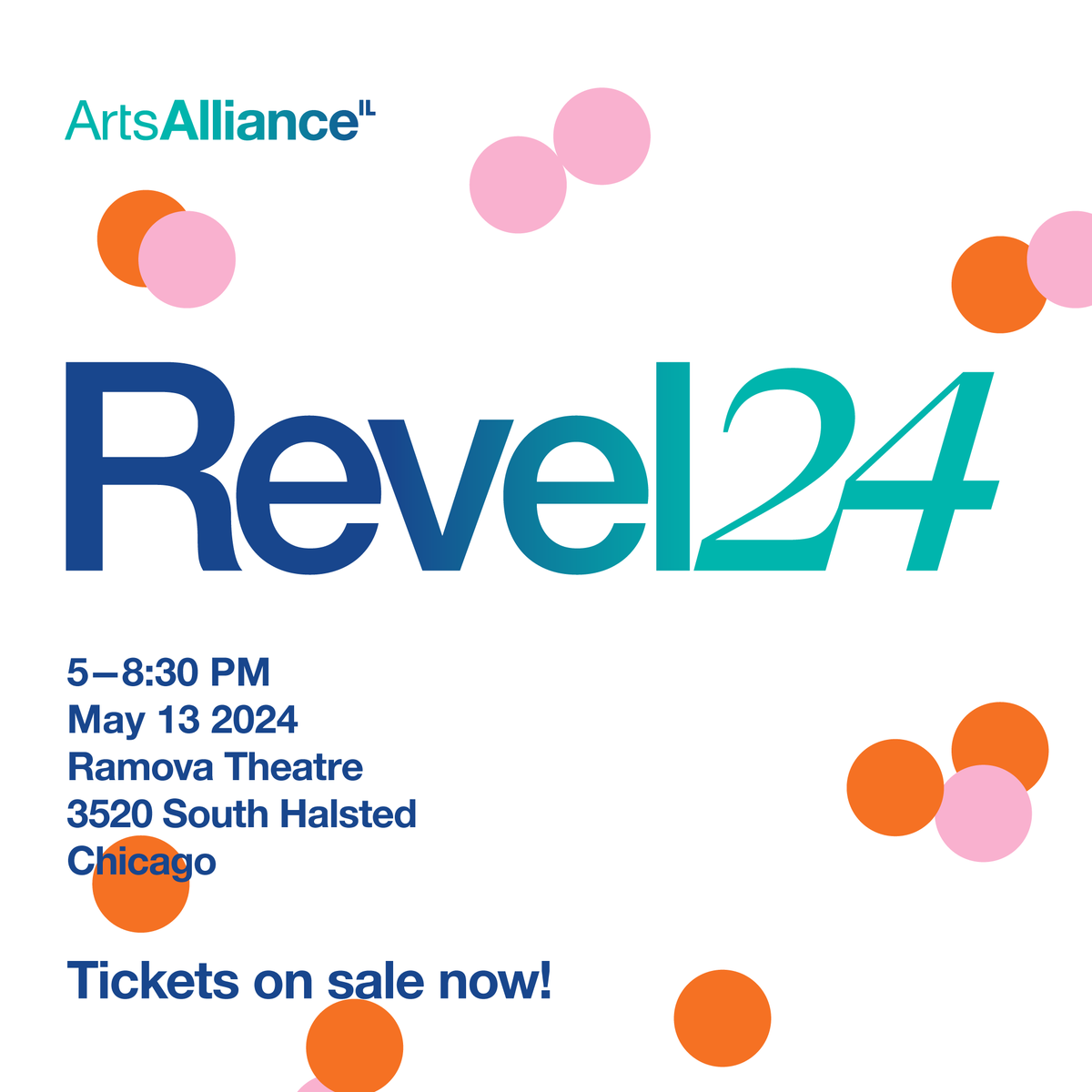 On sale now: Join Arts Alliance at the Ramova Theatre in Chicago on May 13 from 5-8:30PM for Revel! Purchase tickets, view sponsorship information, and more at artsalliance.org/revel24/. 🎉🎊🎉