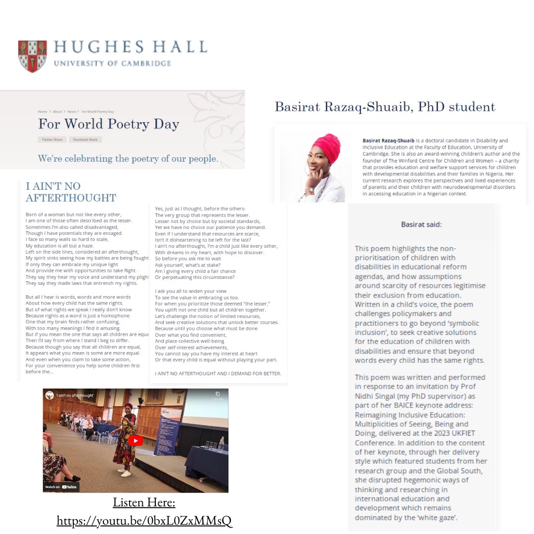 There are things that are latent in you, but with the right guidance can be turned into greatness. That is my poetry journey in summary. Immensely grateful to @nsingal14 , my RG members, @Hughes_Hall and @CamEdFac for nurturing my growth. Happy #WorldPoetryDay #WorldPoetryDay2024