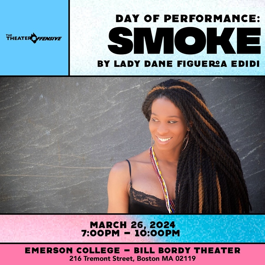 Join us for an exclusive first read of Lady Dane Figueroa Edidi’s phenomenal new work, Smoke! 

This is a FREE event where you can pay what you wish for tickets.
bit.ly/494BynJ
