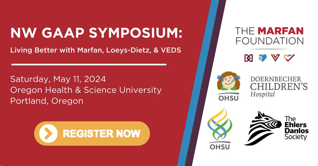 Mark your calendars for May 11 during EDS Awareness Month!🗓️ Join us in Portland, Oregon, USA, at the Northwest Genetic Aortopathy &amp; Arteriopathy Program Regional Symposium on Marfan Syndrome, Loeys-Dietz, and #VascularEhlersDanlosSyndrome (VEDS)! 🧬ehlers-danlos.com/events/nw-gaap…