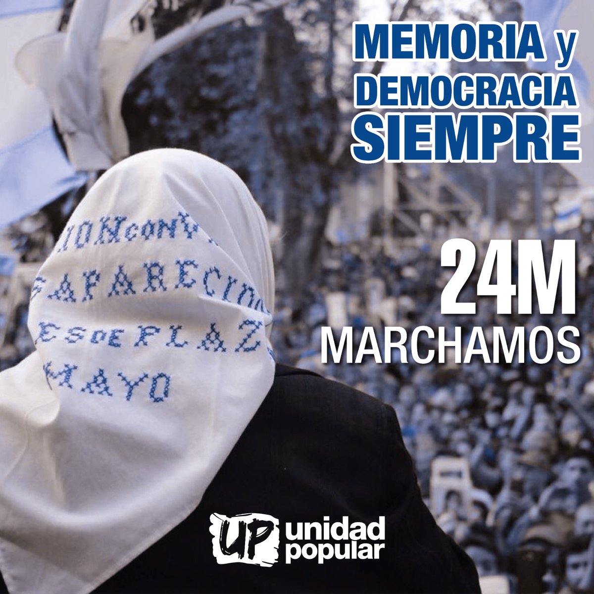 unidadpopularsf's tweet photo. ✊🏼 Memoria y Democracia siempre

A #48AñosDelGolpeGenocida, frente a la crueldad y la miseria planificada, el 24 de marzo marchamos con la memoria como bandera 
#Son30Mil
#MemoriaSí

📍 Rosario - 24 Marzo - 14 hs - Plaza San Martín https://t.co/sITbYzYBdX