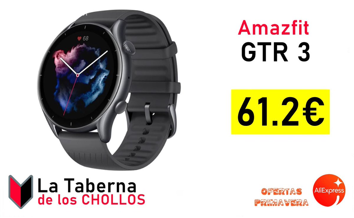 🔹#Amazfit GTR 3 Smartwatch - Pantalla AMOLED de 1.45 ", Frecuencia cardiaca , Sueño , Monitorización de SpO2 , 150+ Modos Deportivos, GPS, Llamadas, asistente Alexa❗️

   ✅Precio:  61€ ❗️(PVP: +149€)

   ✂️CUPÓN: ESAN05
   🔰s.click.aliexpress.com/e/_DEiKwPL

#Chollo #AliExpress