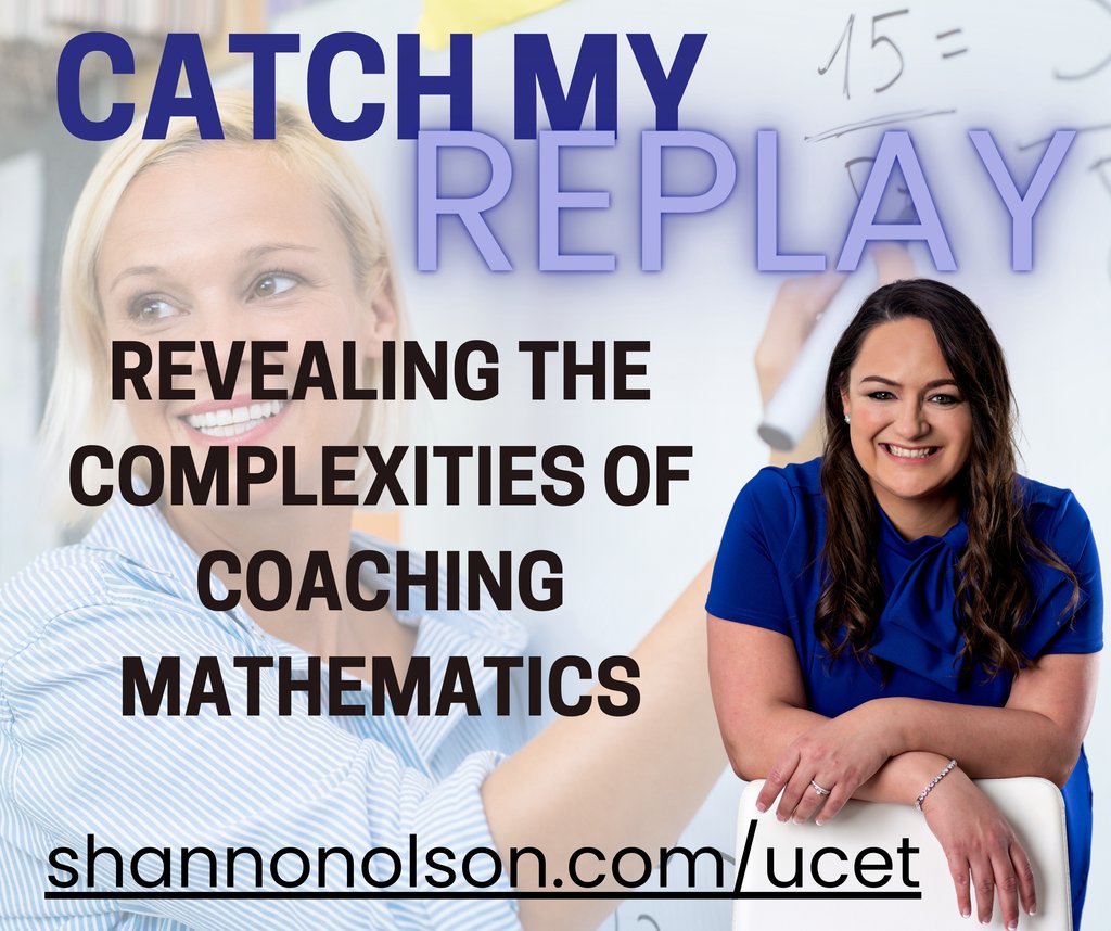 Catch the REPLAY of my session! Click to see the recording, slides, note catcher, and some helpful planning forms for coaches! shannonolson.com/ucet #uted #UCET #UELMA #UtahCoalitionforEducationalTechnology #Futures #iteachmath #mathcoach #mathcoaching