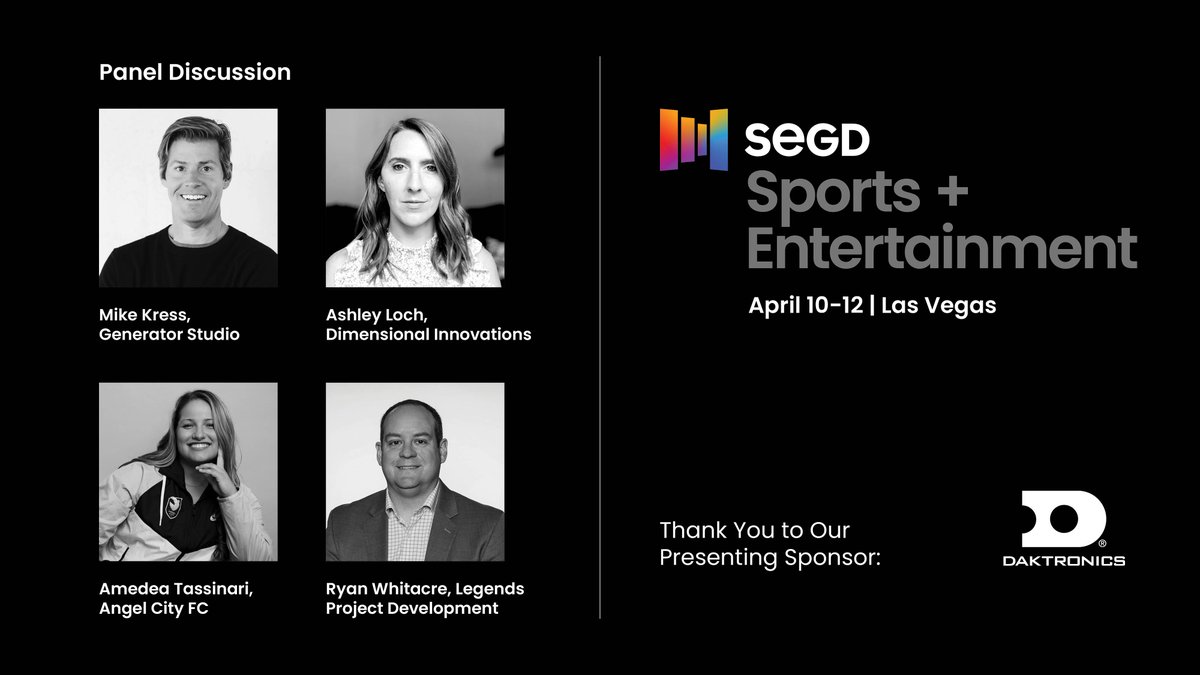 We are only three weeks away from 2024 SEGD Sports + Entertainment, a two-day extravaganza celebrating the intersection of design, sports, and entertainment. Visit bit.ly/3V6BArK to learn more and to register now!