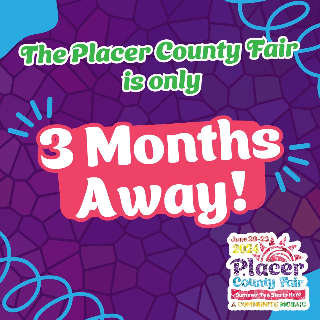 🎉✨ The countdown to the 2024 Placer County Fair at <a href="/AtTheGrounds/">At The Grounds</a> begins now! Only 3️⃣ months until June 20-23! Follow us for all the latest updates, contests, and more! Get ready for an unforgettable fair experience! 🎡 #placercofair #placercounty #fairgrounds #rosevilleca