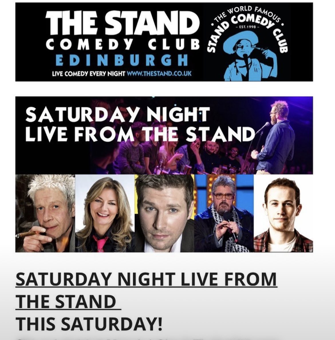 marknelsoncomic's tweet photo. 4 years since the first ever Saturday Night Live At The Stand. 

We’ve come a long way baby. https://t.co/6dBp8bbRtc