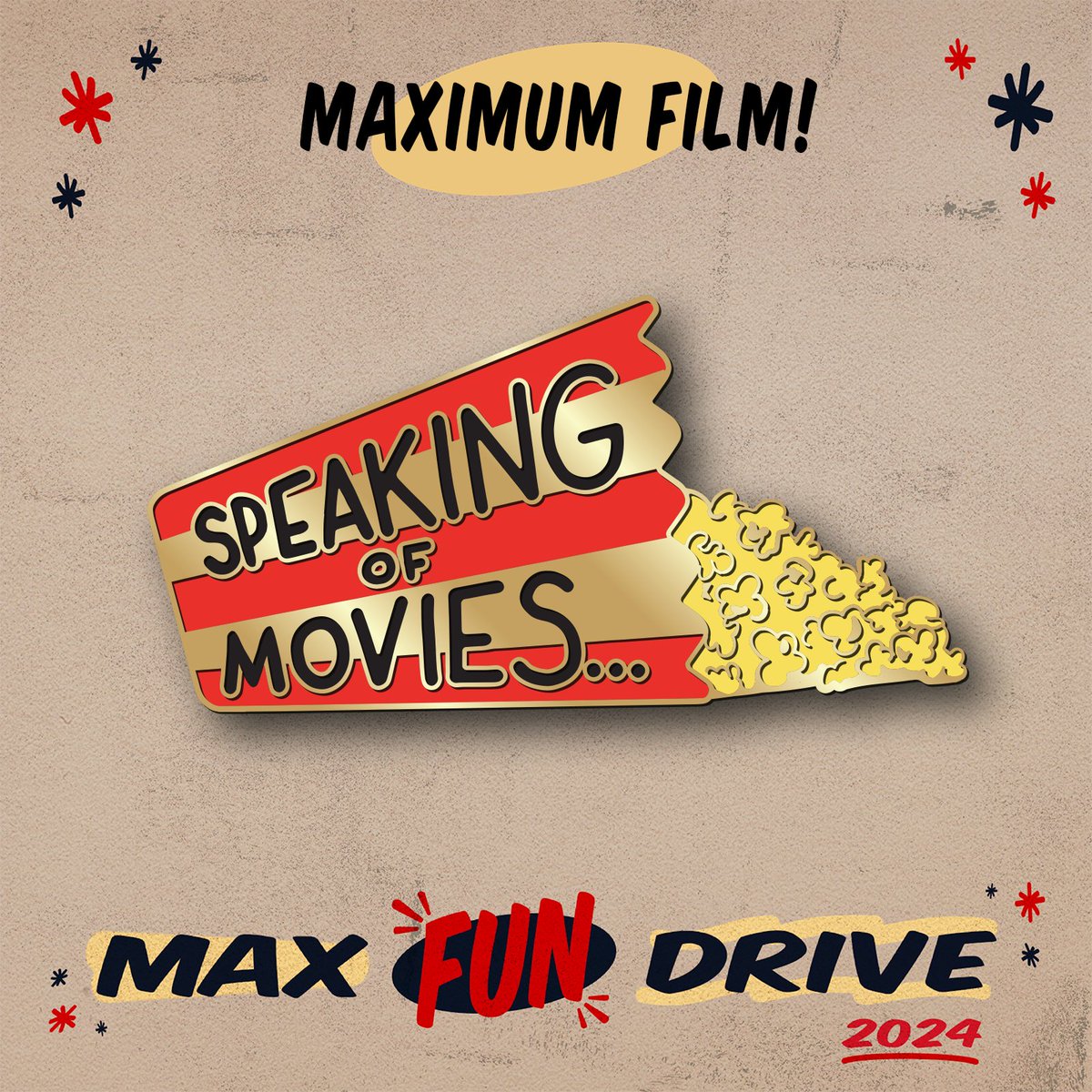 I do not possess the gift that allows my co-hosts @IfyNwadiwe and @ADuralde to spout creative transitions as we bounce around topics, so have relied on 'speaking of movies...' for years. And now that's our @maximum_film pin for #MaxFunDrive! Join! Support! Get a pin! Thank you!!