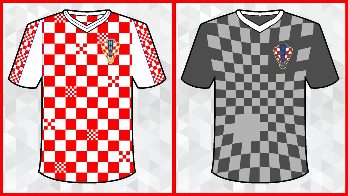 Had a go at designing Croatia home and away shirts. Turns out doing something different with a chequered pattern isn't as easy as I thought!