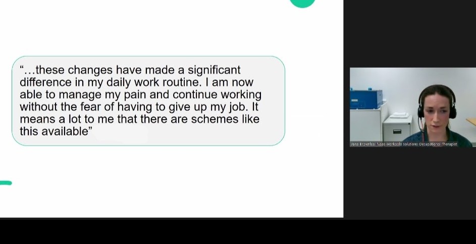AOTIrmdag's tweet photo. Powerful service-user and GP feedback emphasising the value of the Work-Able Solutions service at today's @slaintecare
webinar
"It has been a lifeline"
"I feel hopeful"
"I wholeheartedly recommend Work-Able Solutions"
#RightCareRightPlaceRightTime https://t.co/udluI1zAyA