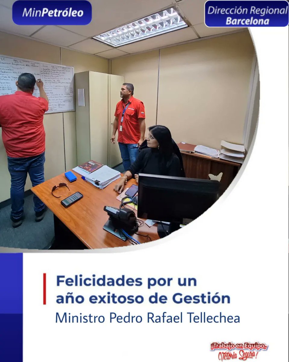 🇻🇪 La Dirección Regional Barcelona del Ministerio del Poder Popular de Petróleo, felicita y acompaña a nuestro ministro, Pedro Rafael Tellechea (<a href="/tellechearuiz/">Rafael Tellechea</a>), en el júbilo por su primer año de gestión.

#MinPetróleo #DirecciónRegionalBarcelona #MinPetróleoDRB