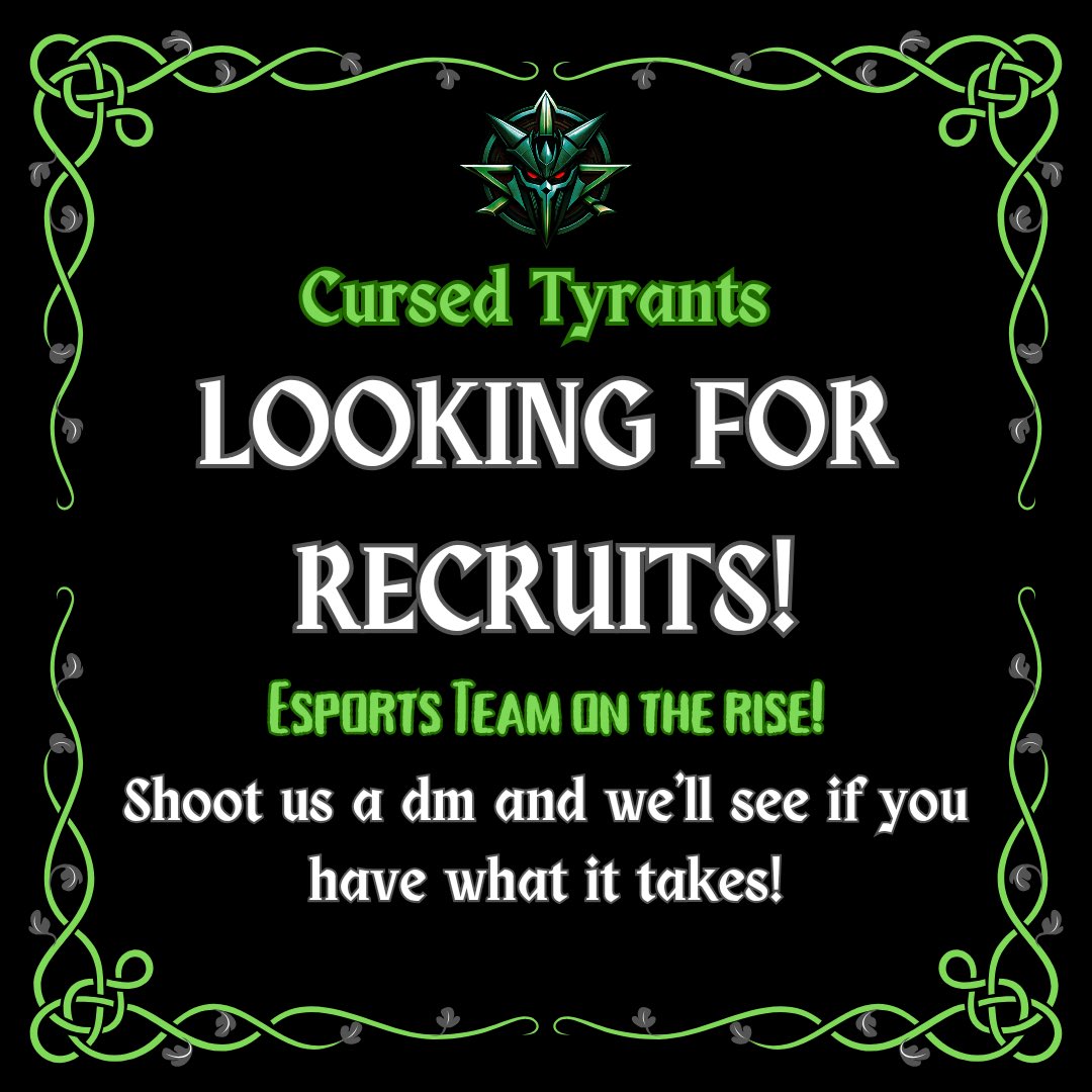 CursedTyrants's tweet photo. #GoodEvening We are looking for #Members for our #GamingCommunity #CursedTyrants 😱😁😎Come try out and see if you have what it takes !!! DM !for #Discord Invite! I hope everyone has been having amazing day of great grinds and success! Stay motivated &amp; catching clips #CTAboveall https://t.co/681DNnmKRp