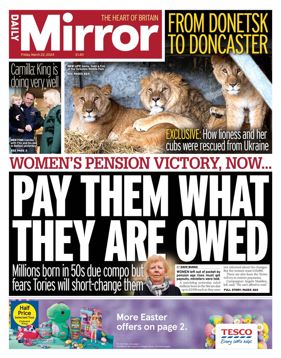 MIRROR: Pay them what they are owed #TomorrowsPapersToday