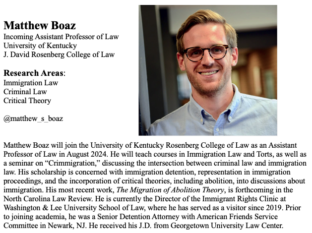 Meet a new law prof: Matthew Boaz (@matthew_s_boaz), incoming at @ukcollegeoflaw. Welcome! #newlawprof