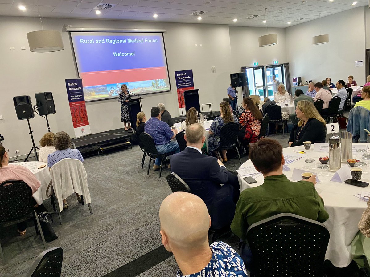 Rural &amp; Regional Medical Forum underway <a href="/NSWHealth/">NSW Health</a> <a href="/UniNewEngland/">Uni of New England</a> <a href="/Uni_Newcastle/">University of Newcastle</a> <a href="/hneccphn/">HNECC PHN</a> <a href="/HNEHealth/">HNE Health</a> <a href="/ACRRM/">ACRRM</a> <a href="/RACGP/">RACGP</a> <a href="/RuralDoctorsOrg/">Rural Doctors Network (RDN)</a> <a href="/NswHeti/">HETI</a> working together to solve the wicked rural health workforce crisis for the benefit of our communities. #ruralhealthcrisis