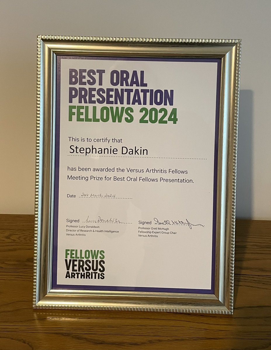 Thank you @VersusArthritis for an excellent Fellows meeting, fantastic presentation’s from current Fellows and great to hear patient insights. Strong representation from our @ndorms @BotnarOxford Fellows and honoured to be recognised for our work on #frozenshoulder