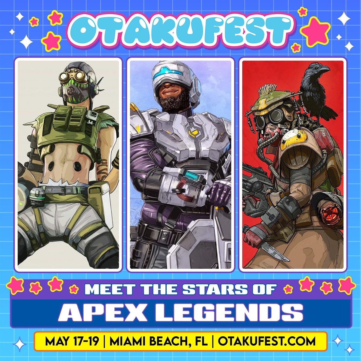 Meet the stars of Apex Legends at #OtakuFest in Miami Beach, FL! ￼Tickets: otakufest.com/tickets ￼Guests: otakufest.com/guests ￼Hotels: otakufest.com/hotel #anime #cosplay #gaming #manga #ApexLegends - @TheNicolasRoye @GabeKunda @SimplyAllegra