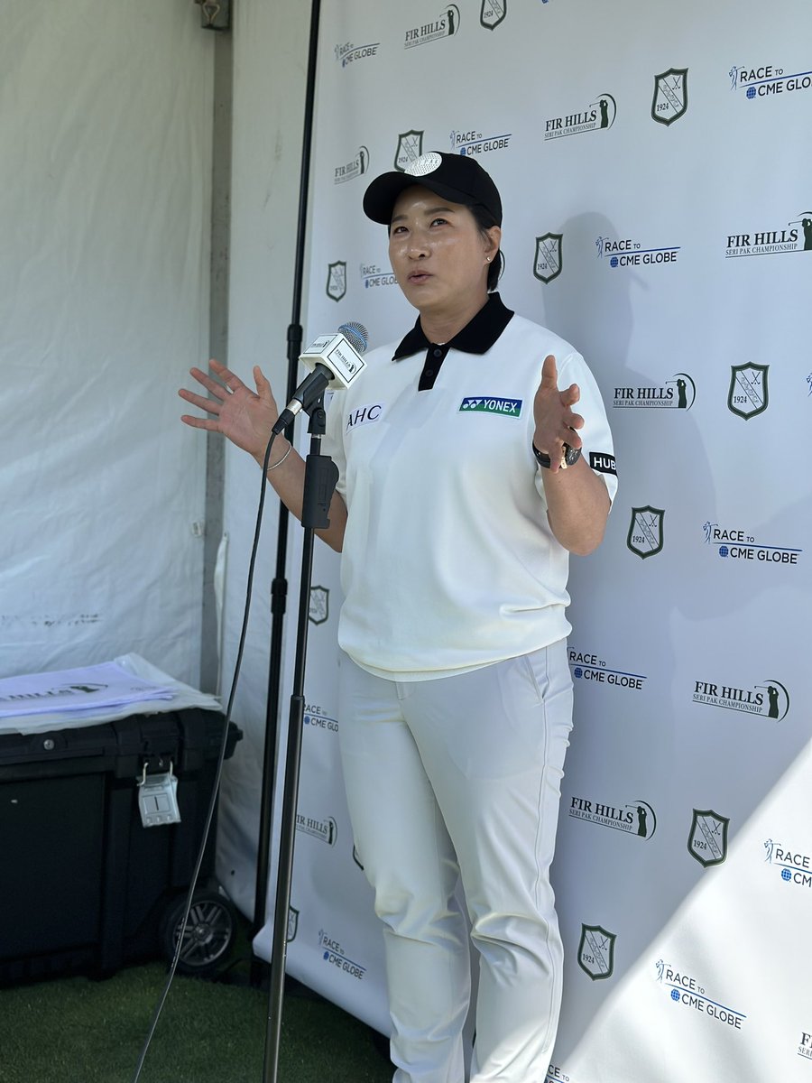 Tournament host & @LPGA / @GolfHallofFame member Seri Pak speaks with media during the first round of the @seripakchamp. “Everybody has a lot of excitement, at the same time, of course they got some nerves about it, starting the season. I mean, definitely players already ready…