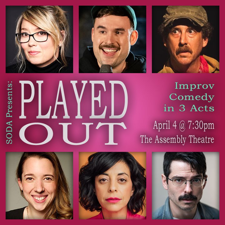 Theatre on-demand from world-class improv comedians.

SODA presents: Played Out 
w/ special guests: Paloma Nuñez, Ben Sosa Wright, Naomi Snieckus, &amp; Matt Baram

A funny, gritty, beautiful, #unscripted #play made just for you.

plainstage.com/events/soda-pr…
#SODAimpro #PlayedOut #theaTO