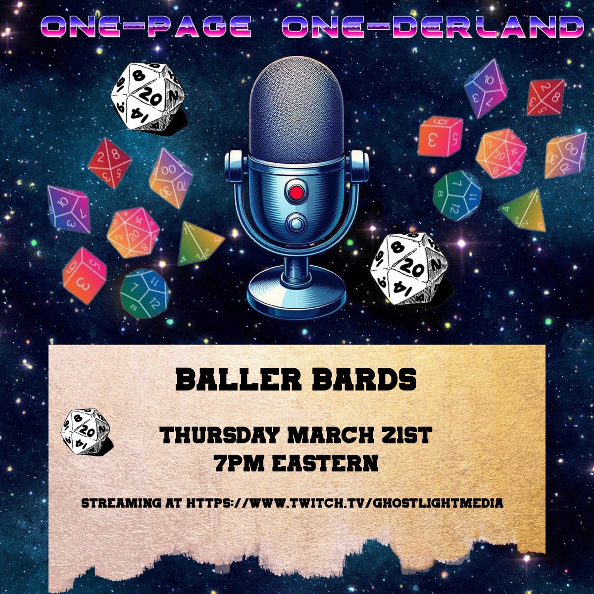 30 minutes!!!! Come see us be some baller bards.   Twitch.tv/ghostlightmedia