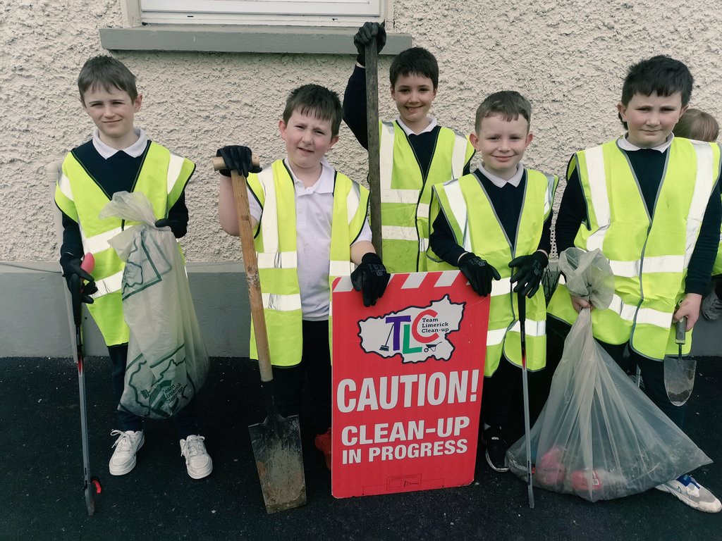 Great work today cleaning and tidying around our school for <a href="/TLC_Limerick/">Team Limerick Clean-Up</a> TLC9. We were treated to chocolate biscuit cake afterwards made by the 5th and 6th Classes.