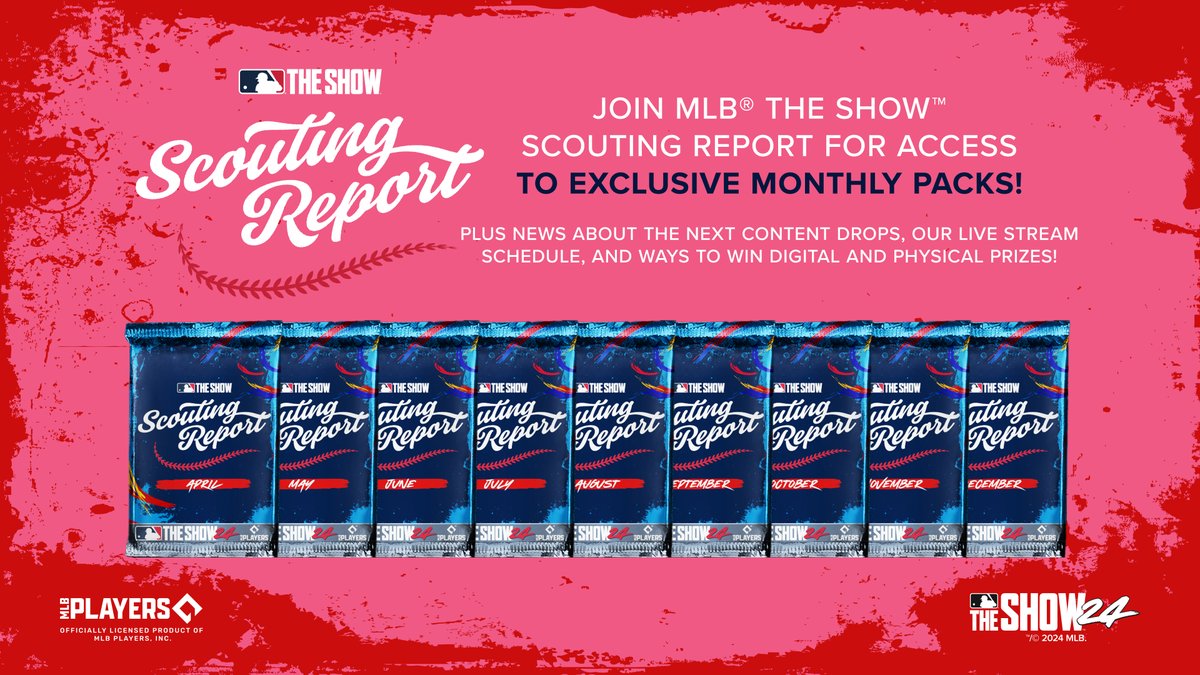 Make sure to sign up for the Scouting Report!
Get exclusive monthly packs, the latest news &amp; updates, and much more in #MLBTheShow 24!

mlbthe.show/sr24