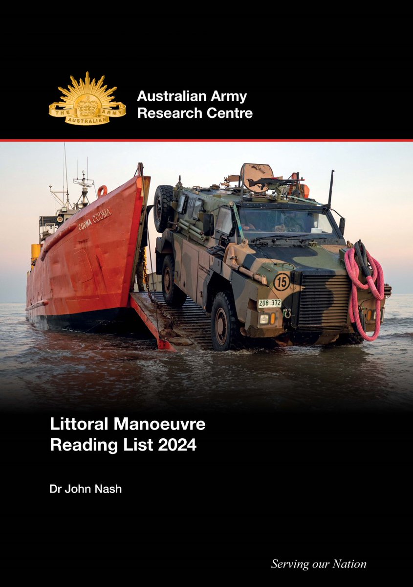 Army’s 2024 Littoral Manoeuvre Reading List is designed to be an introduction to the subject and comprises some of the more notable books, articles and research papers on the topic of ‘littoral manoeuvre’. researchcentre.army.gov.au/library/readin… #AusArmyResearch #ReadingList #littoralmanoeuvre
