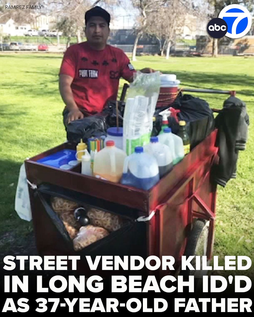 ABC7's tweet photo. Street vendor Yener Ramirez, a married father of two, was identified as the man who was gunned down in Long Beach. 💔🙏🏼🕊️

The victim's wife told Eyewitness News that they were married for 16 years and have a teenage son and a 1-year-old daughter. A GoFundMe has been established to help his family. https://t.co/pAa8irGSLW
