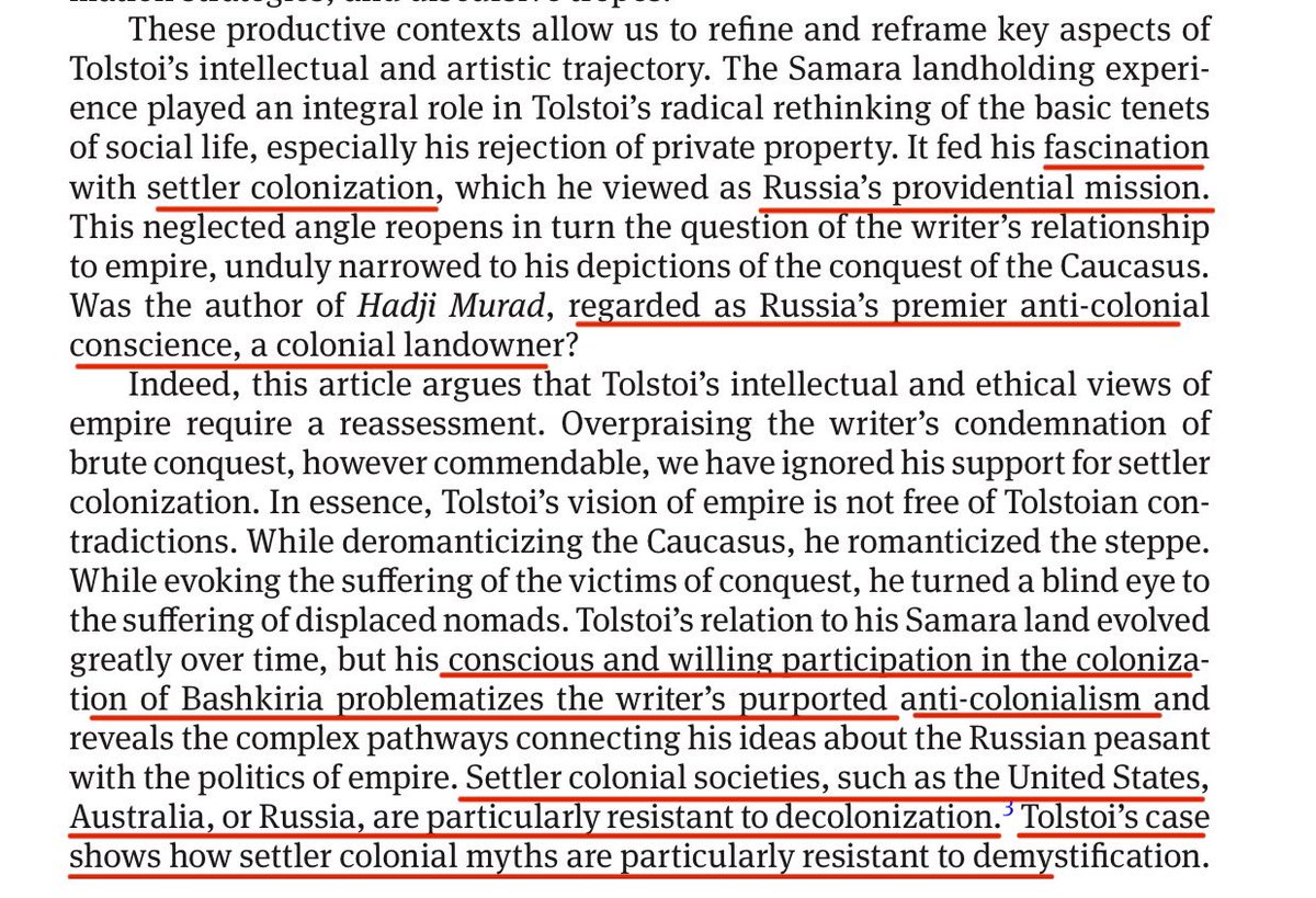 tolstoi presented himself as a believer in equality and freedom abroad, but at home he was a colonial landlord and a troubadour for russian settler colonialism. russian culture in nutshell 🫠