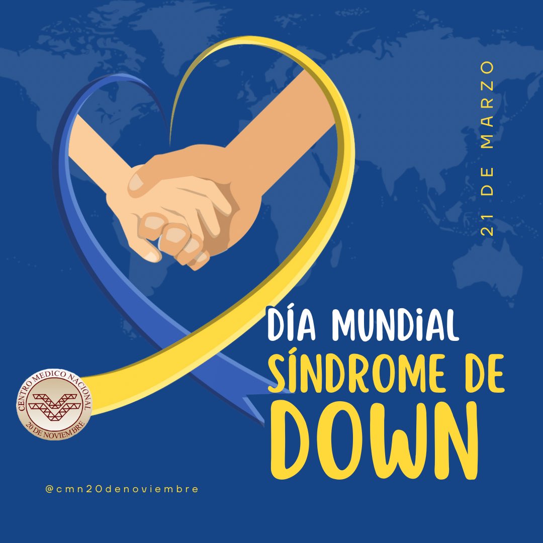 🏥💙🫱🏻‍🫲🏼💛Día Mundial del Síndrome de Down. El Síndrome de Down es resultado de una alteración genética, en el cual una persona tiene 47 cromosomas en lugar de los 46 usuales. Hay una copia extra del cromosoma 21.