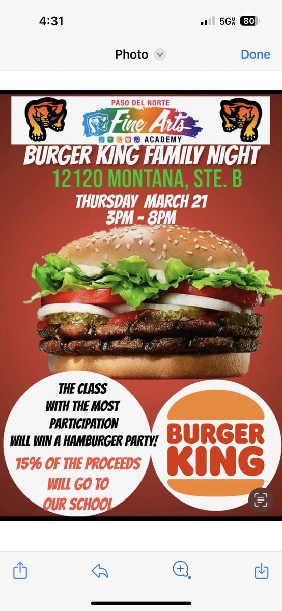 REstrada_PDNES's tweet photo. No cooking tonight! Join us at Burger King for our fundraiser night 🍔👑 @MSmith_PDNFAA https://t.co/23cpRrmMa2