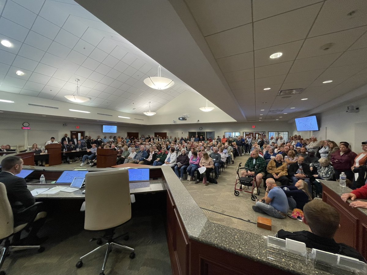 Around 200 people here at the Leland Town Council meeting… and that’s not even including the dozens watching right outside of council chambers.

Tonight neighbors will get to speak directly to town council about the proposed budget, which includes a 70% tax increase. #leland