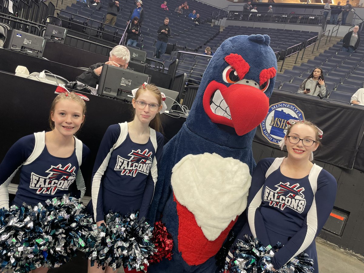KienitzRachel's tweet photo. The MSHSL State Boys Basketball closes out quarterfinal action at the Target Center, with a Class A matchup between Goodue and Fertile-Beltrami!  Flash the Falcon and the Fertile-Beltrami Cheer Team are ready for a Victory!!
@MSHSLjohn https://t.co/mm4jFgjX7V