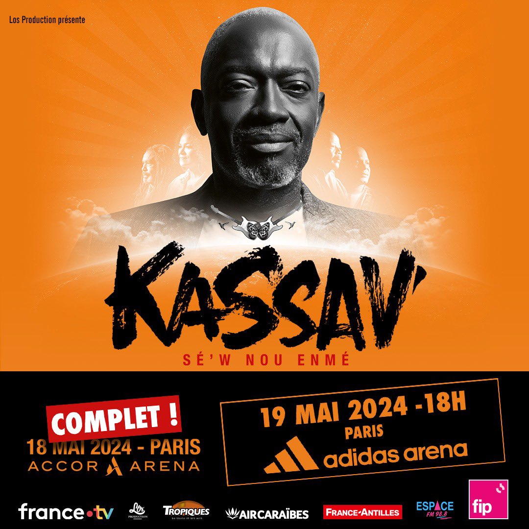 🚨 Kassav' le 18 mai à l'Accor Arena COMPLET 🚨 Des places sont encore disponibles pour le 19 mai à l'Adidas Arena. An nou ay 🔥 : bit.ly/kassav-adidas-…