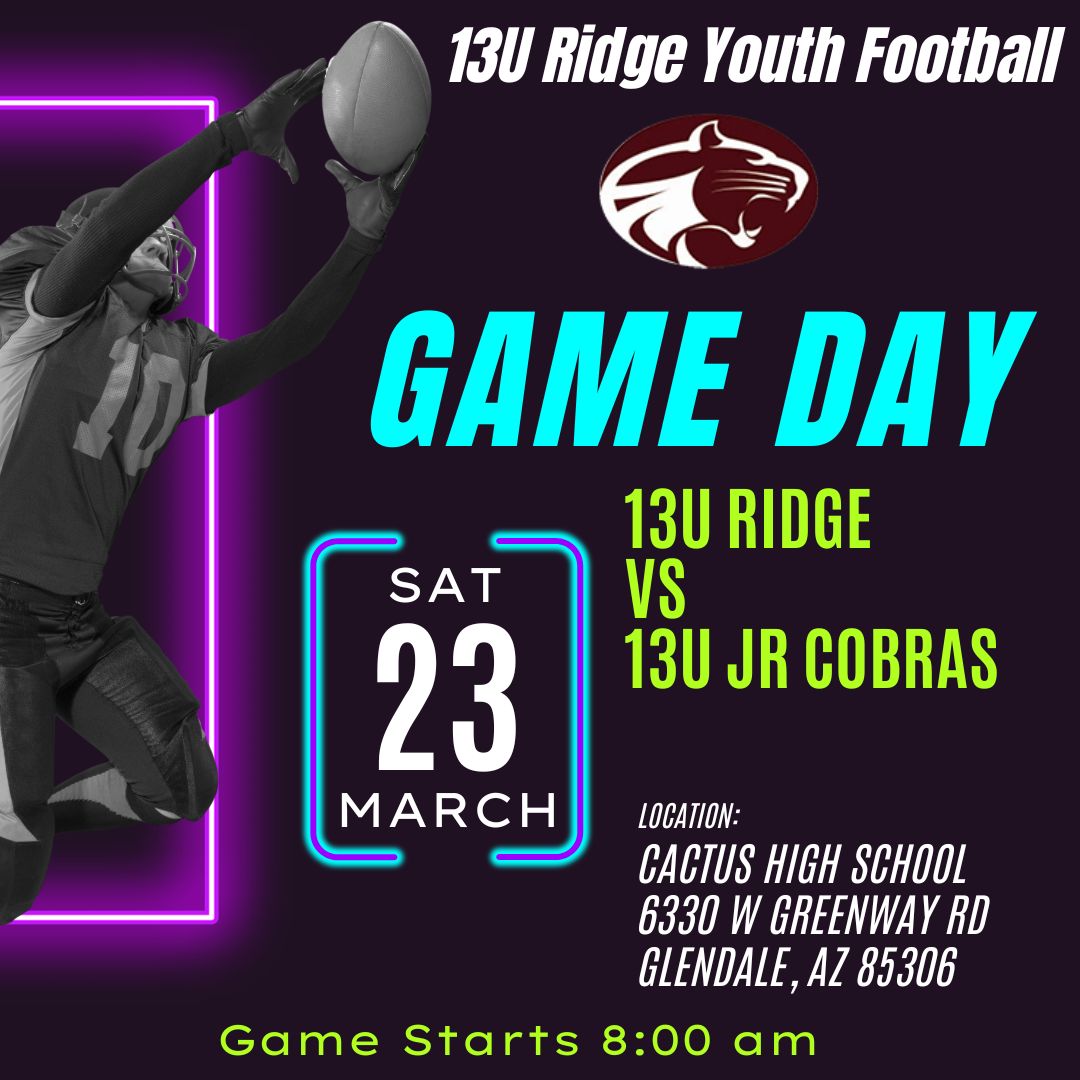 Come out and cheer for Ridge Youth Football! #ROLLRIDGE #ONTHEHUNT @gavinlutman18 @MauriLeBlanc @Tolly761 @TheMRHS @Ridge_Army @thedigitalnest @DVUSD