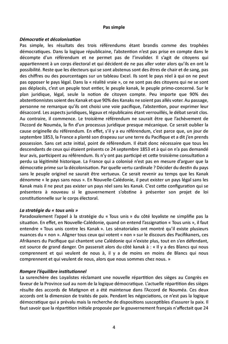 L'historien calédonien Louis-José Barbançon vient d'écrire ce texte de 7 pages intitulé '1984-2024, il est encore temps'. 🔍 Cet éclairage historique est particulièrement utile pour comprendre ce qui se joue actuellement en Nouvelle-Calédonie. FB : O.Fandos