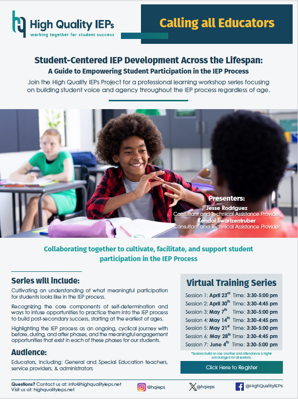 Calling all #California  #educators - Join us for a training series on #studentcentered #iep Development. Together let's build student voice and agency throughout the IEP process! Register now -sdcoe.k12oms.org/1035-247414 *Training is Free! <a href="/CCEECA/">CCEE</a> <a href="/CADeptEd/">CA Department of Education</a>