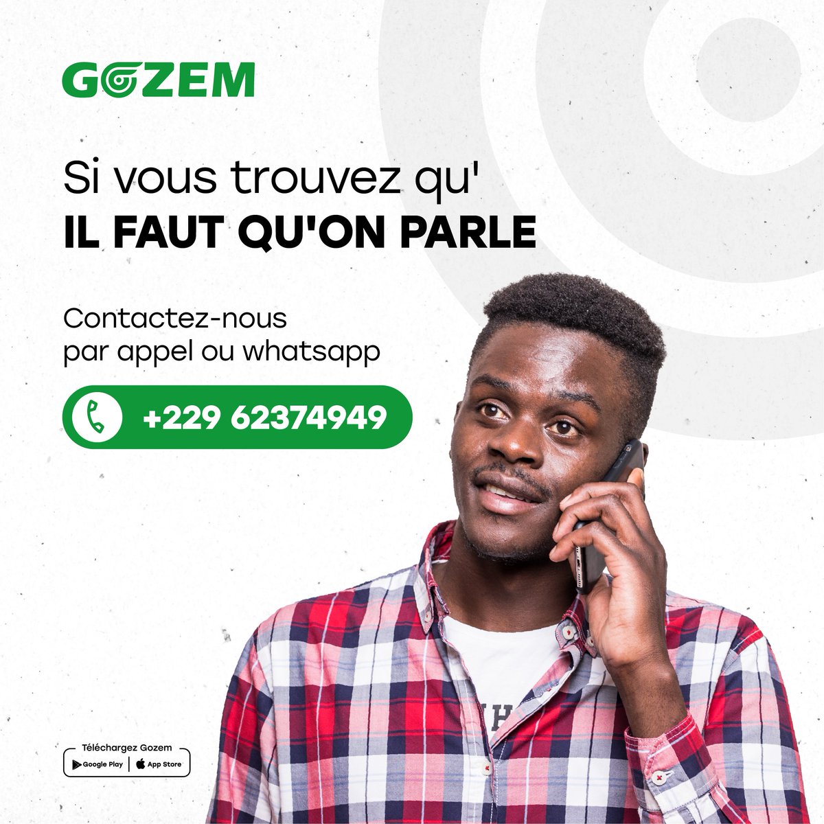 GozemBJ's tweet image. Votre satisfaction reste notre ultime priorité.
Le service client de Gozem reste disponible H24 pour vous assister, quelle que soit votre requête.
N'hésitez donc pas à nous écrire ou à nous appeler via le +22962374949 pour une meilleure assistance.
#GozemBenin #SupportClient