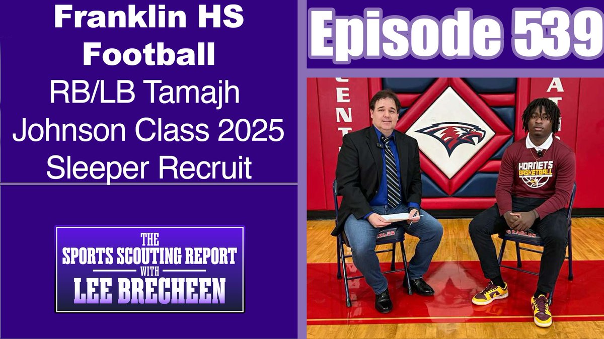 Check out this episode of the Sports Scouting Report with Lee Brecheen! Episode 539 Franklin HS Football. RB/LB Tamajh Johnson Class 2025 Sleeper Recruit @LeeBrecheen youtube.com/watch?v=HaQ-HO…