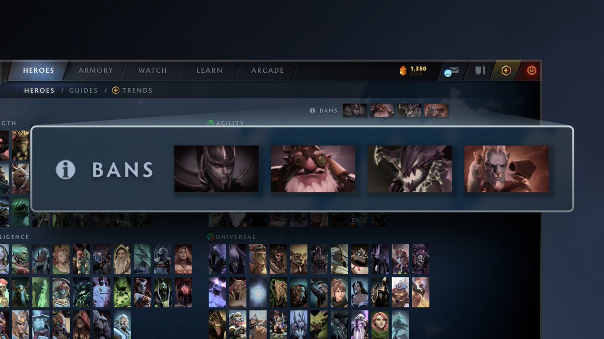 Start of match ban phase has been entirely removed from All Pick and instead replaced with preferences stored with your account. You're guaranteed when you join a matchmaking game that at least one of them will be banned. Read more: dota2.com/newsentry/6127… #Dota2