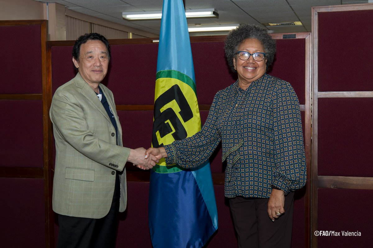 Pleased to meet @SG_CARICOM Carla Barnett to discuss @FAO-@CARICOMorg partnership on #FoodSecurity, aquaculture, biodiversity conservation & resilience building. We will continue to work closely towards agrifood system transformation, to achieve the #SDGs & #4Betters.