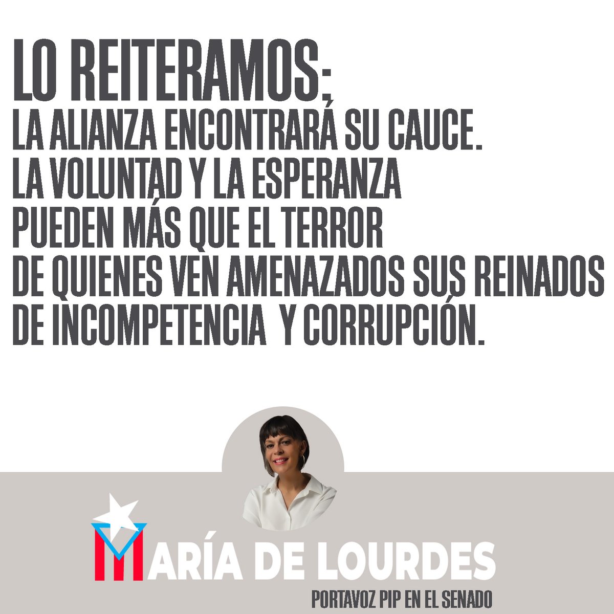 Lo reiteramos: la Alianza encontrará su cauce. La voluntad y la esperanza pueden más que el terror de quienes ven amenazados sus reinados de incompetencia y corrupción. #ElTriunfoDeLaEsperanza #LaAlianzaVa